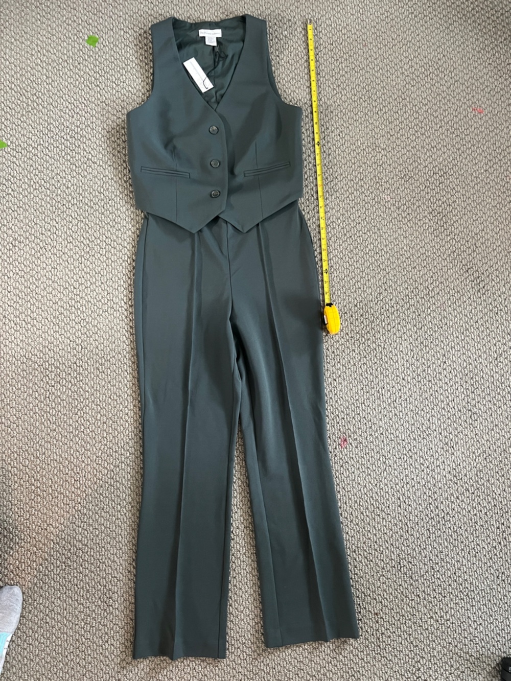 NWT cupcakes & cashmere Forest Green Button Vest & Pants Set size extra small - Picture 7 of 8